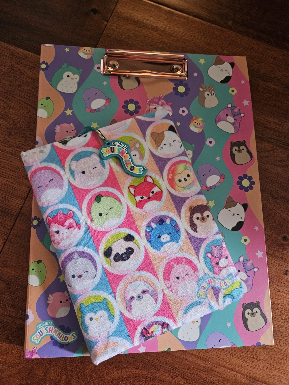 New Original Squishmallows Rainbow Clipboard & Journal & Stickers
